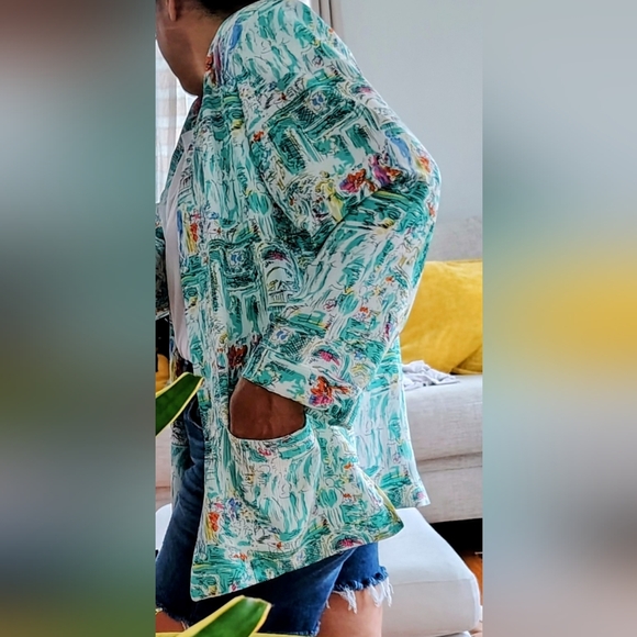 CeCe Green Abstract Print Jacket - Picture 2 of 10